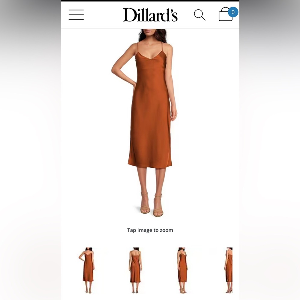 Beautiful cinnamon colored Gianni bini Harper slip dress with side slits